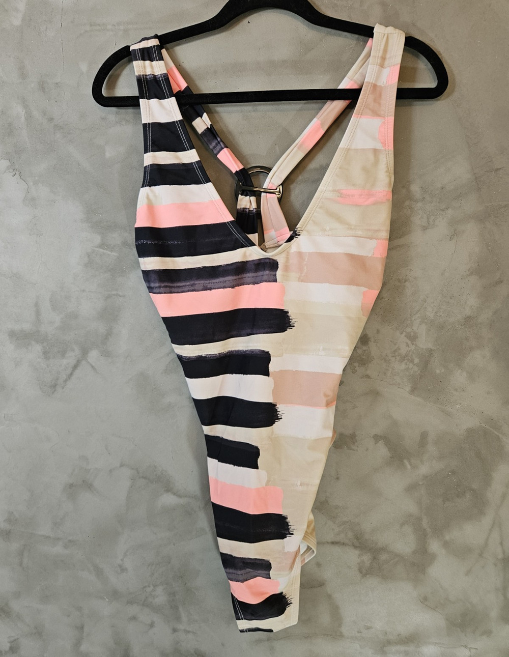 Mynah Women's One Piece Swimsuit size L Multicolor Ring Accent Lined